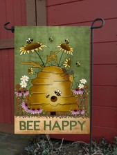 Bee Happy  Garden Flag* Top quality *Double Sided *By Flags Galore