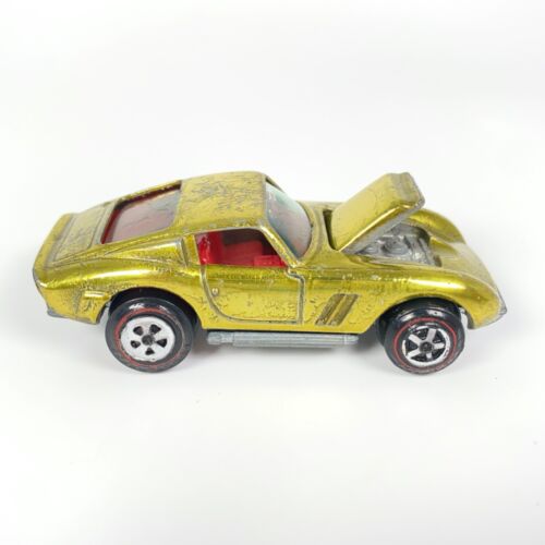 Raro De Colección 1969 Johnny Lightning Topper Redline PERSONALIZADO FERRARI Lima-Dorado EE. UU. - Imagen 3 de 16
