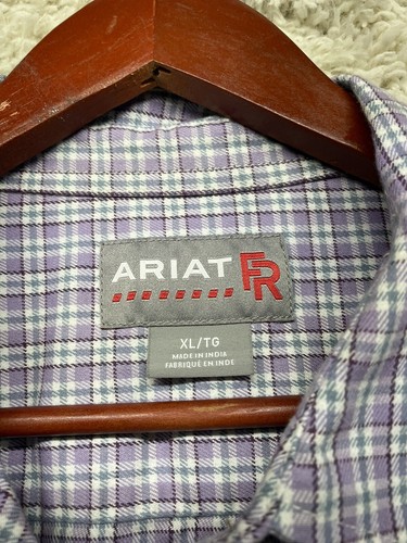 Camicia da lavoro Ariat FR CAT2 ignifuga lavanda a quadri bottoni donna XL EC - Foto 4 di 8
