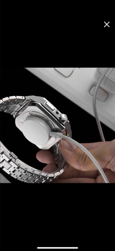 Bracelet et boîtier en acier inoxydable compatible Apple Watch - Photo 7 sur 8