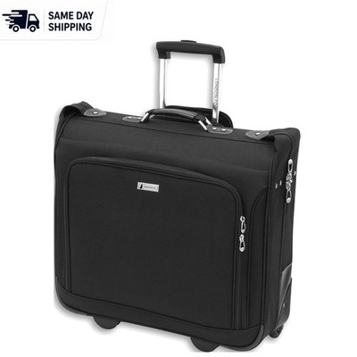 Chic Black 44-Inch Wheeled Garment Bag with Multiple Pockets for Travel Elegance