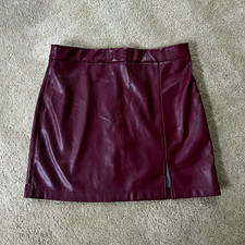 Altar'd State Burgundy Faux Leather Mini Skirt Lined Zip Zipper Solid Size L