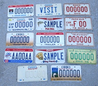 14 OHIO 1974 TO 2003 SAMPLE LICENSE PLATES NR B