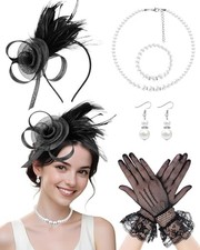 Fascinators Hat for Women Tea Party Tulle Mesh Headband Feather Hat for Women...