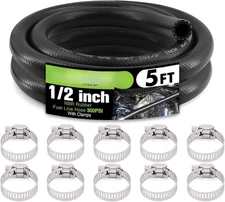 Fuel Line Hose 5FT - Heavy Duty SAE 30R7 NBR Rubber- Short Length High Flow Kit 