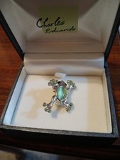 Silver Tone Frog Costume Jewellery Brooch Gift Boxed