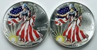 COLORIZED AMERICAN SILVER EAGLE LOT! AMAZING RED WHITE AND BLUE! WOW! NR #P2082