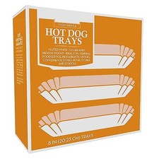 100 Paper Hot Dog Trays  White Hot Dog Wrappers  8 Inch Hotdog Tray Holders...