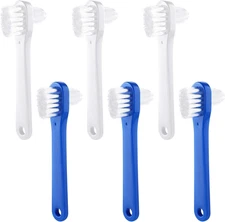 Patelai 6 Pack Denture Cleaning Brush Dual Head Portable Blue,white