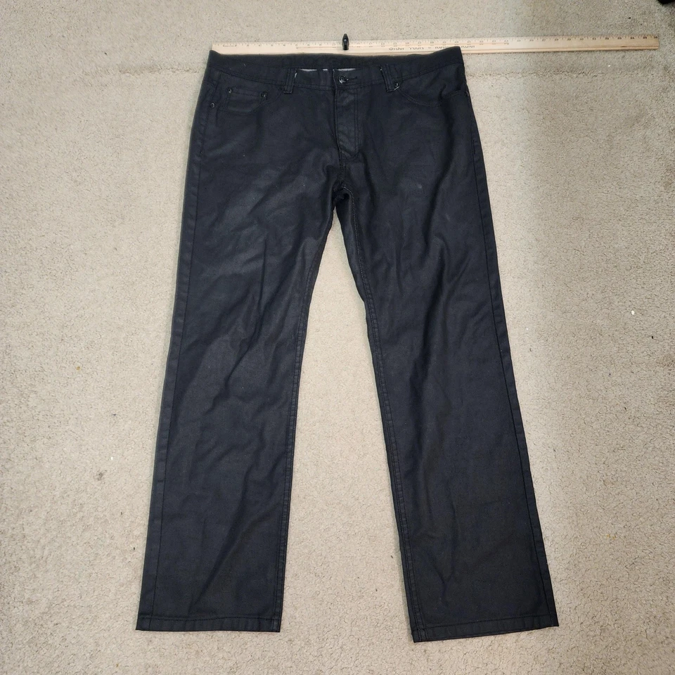 Pantalones Akademiks Para Hombre 40x34 Negro Pierna Recta Mezcla Algodón Informal Estilo Urbano Foto 3 de 4