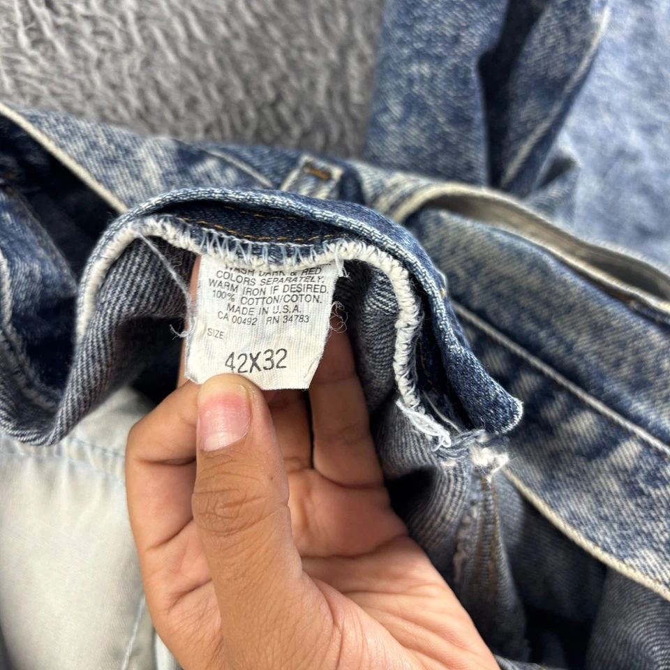 Vintage Riders Jeans Mens 42x32 Blue Acid Wash Cotton Straight Relaxed Made USA - Image 3 of 4