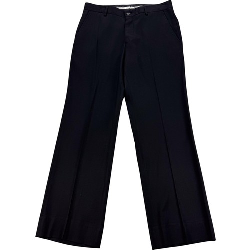 Emporio Armani Dress Pants Mens 32x30 Black Microfiber Flat Front Office Formal