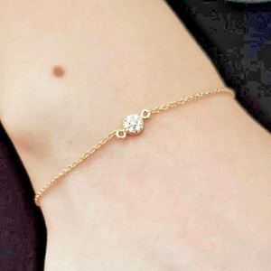Authentic 0.25Ct Round Lab Created Diamond Women's Chain Bracelet 14K Yellow Gold Plated