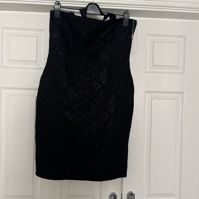 Lipsy Woman's Black Bodycon Dress With Cross Back Straps UK Size 16 | eBay  UK