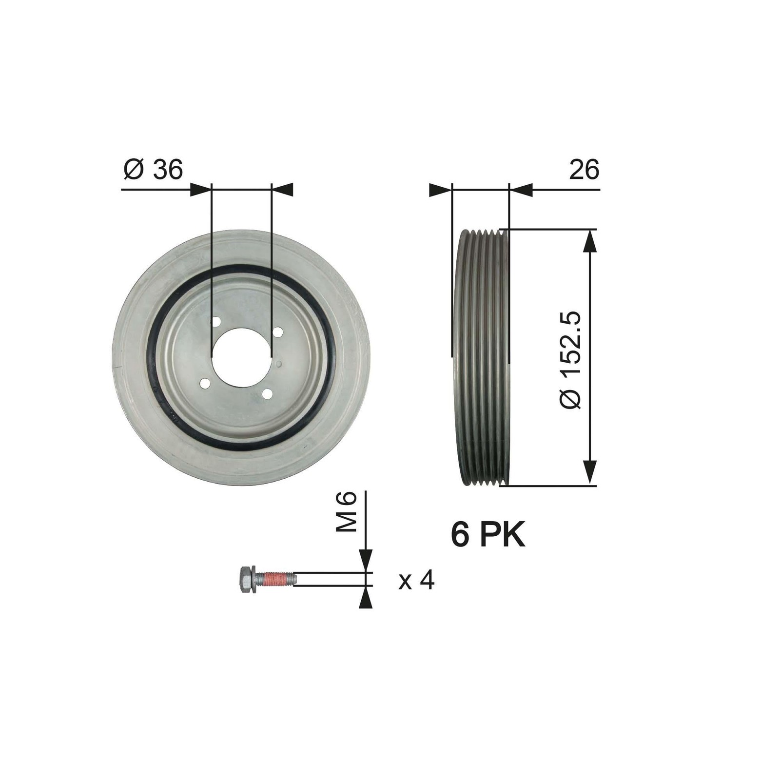GATES TVD1011A Belt Pulley, crankshaft for CITROËN,FIAT,PEUGEOT - Image 8
