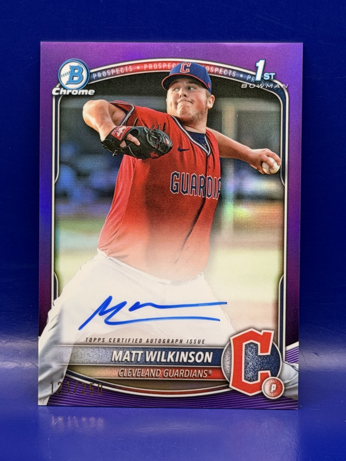 2025 Bowman Chrome Prospect Matt Wilkinson Purple Bowman 1st Auto 121/250
