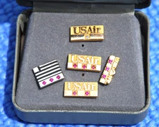 Lot  5 USAir US Airline 5-10-15-year Service Pin +1 Diamond All marked 1/10 10k