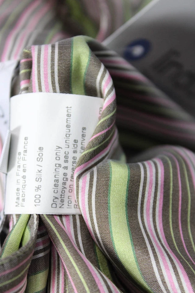 Vestido de mujer Paul & Joe de seda a rayas con botones cinturón manga corta marrón talla 36 Foto 4 de 4