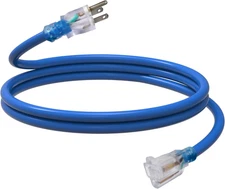 6 Ft Outdoor Extension Cord, 12/3 SJTW Heavy Duty Waterproof Power Cable, 3 Pron