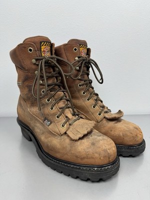 Justin Livestock Work Boots Mens 11 D Livestock 8  Brown Leather Western Cowboy