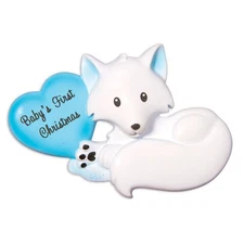 Baby's First BABY FOX LT. BLUE Personalized Christmas Tree Ornament