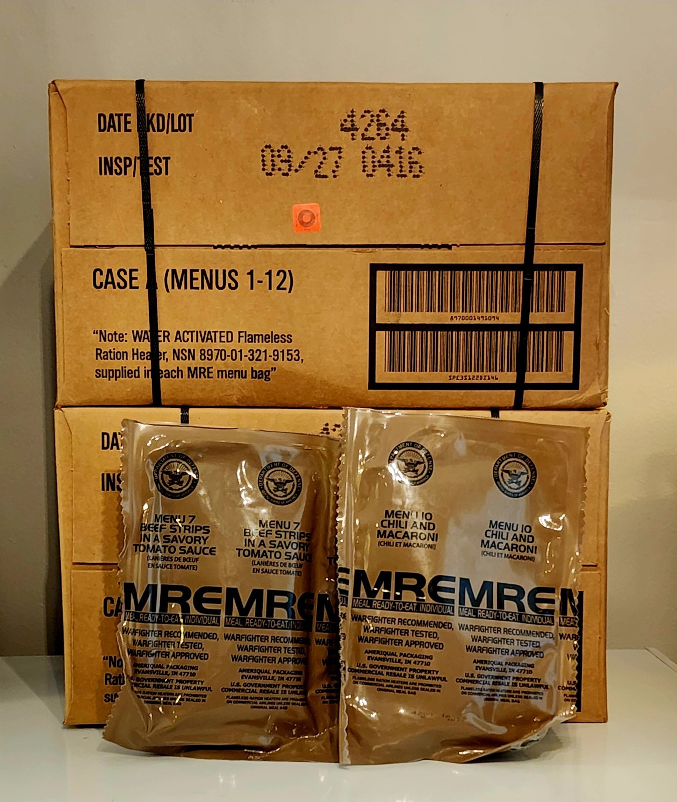 Military Meals Ready To Eat MRE cases A, B menu or both 2027 Inspection ...