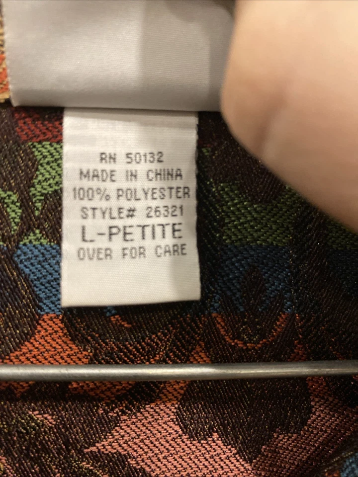 Chaqueta tapiz tejida con botones BonWorth tono tierra vintage años 90 para mujer L Petite @ Foto 4 de 4