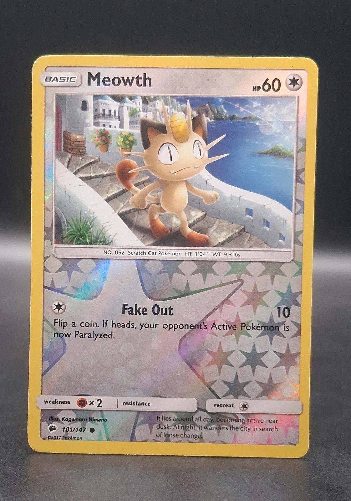 Pokemon TCG Meowth 101/147 Burning Shadows Common Reverse Holo Sun Moon 