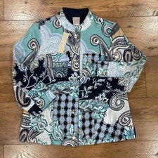 Chico's Reversible Linen Jacket NWT Kings Navy Paisley Women's Sz Small S 0