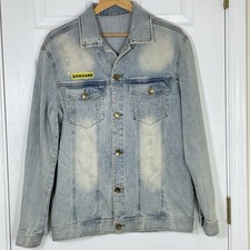 Bibisama Hagane Anime Inspired Graphic Denim Trucker Jacket Unisex Size 4 Rare