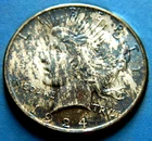 🌈BU.1924 p $1 PEACE Silver Dollar🌈Rainbow naturally toned.