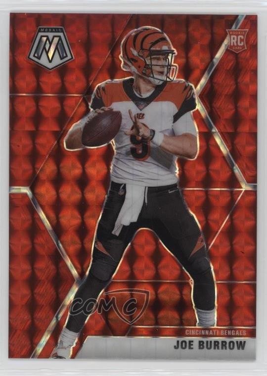 2020 Panini Mosaic Rookies Red Mosaic Prizm Joe Burrow #201 Rookie RC 3hd