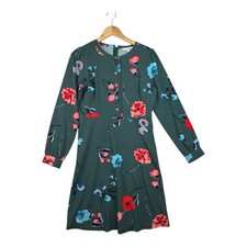 Loft Floral Print Long Sleeve Dress size 6 Green/Red/Blue