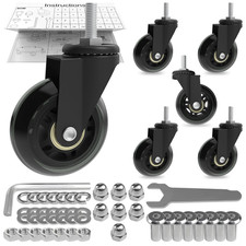 6-pack 2.5 Heavy-duty Rubber Rollerblade Creeper Caster Wheels