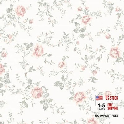 Peel and Stick Wallpaper Boho Flower and Leaf Contact 17.3'' x 118.1'' Floral