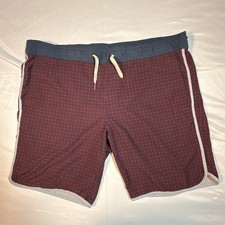Fair Harbor Mens Lined Swim Trunks Size Small Blue  Red Print Drawstring