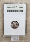 WPCoins ~ 1944-S ANACS Mercury Dime MS67