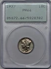 1937 PR66 PCGS Mercury Dime Proof in OGH Rattler