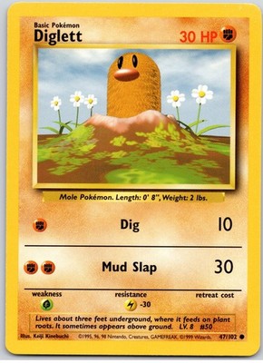 Diglett Common Base Set 047/102 LP