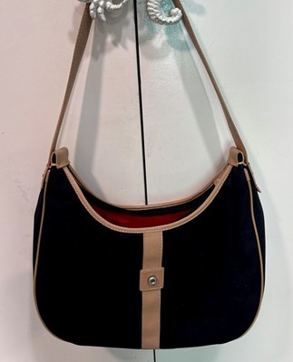 ECCO Hobo Shoulder Bag Brown & Black Canvas Twill NWOT