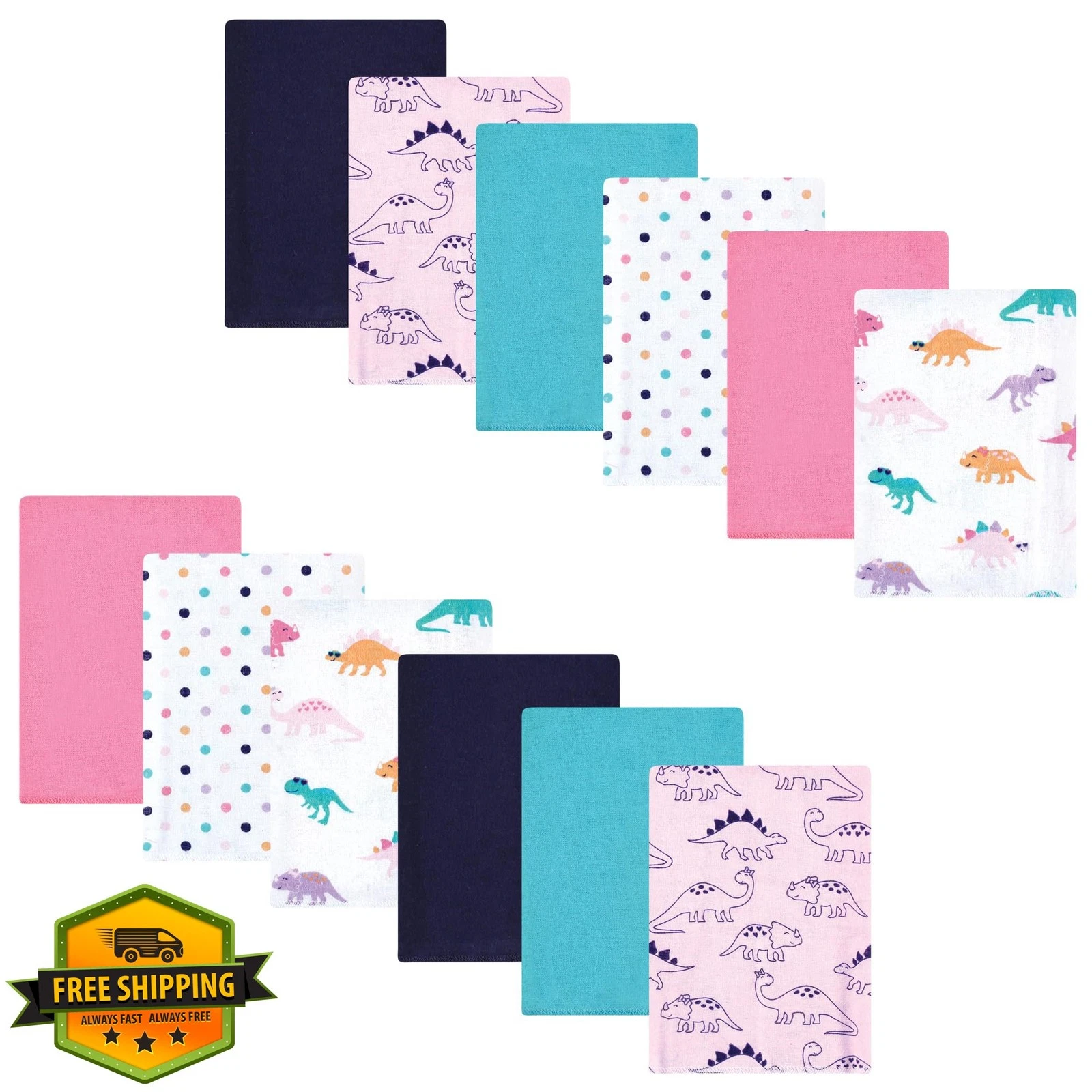 Luvable Friends Burp Cloths Pink Dinosaur