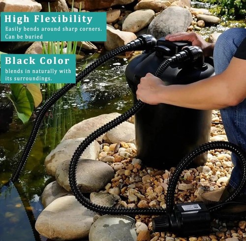 Teichschlauch ID 1" × 50ft schwarz gewellt flexibel verstärkt PVC Schlauch Vinyl Tu... - Bild 3 von 6