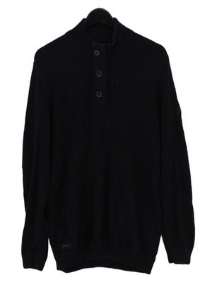 Dissident Herren Pullover L schwarz 100% Baumwolle Mock Neck Pulli