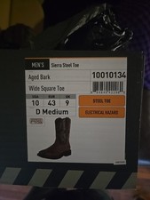 Ariat Sierra Steel Toe, Electrical Hazard, 10 D Medium, Wide Square Toe.