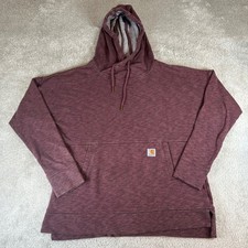 Carhartt Relaxed Fit Hoodie Newberry Womens Medium M BurgundyThumbhole Pullover