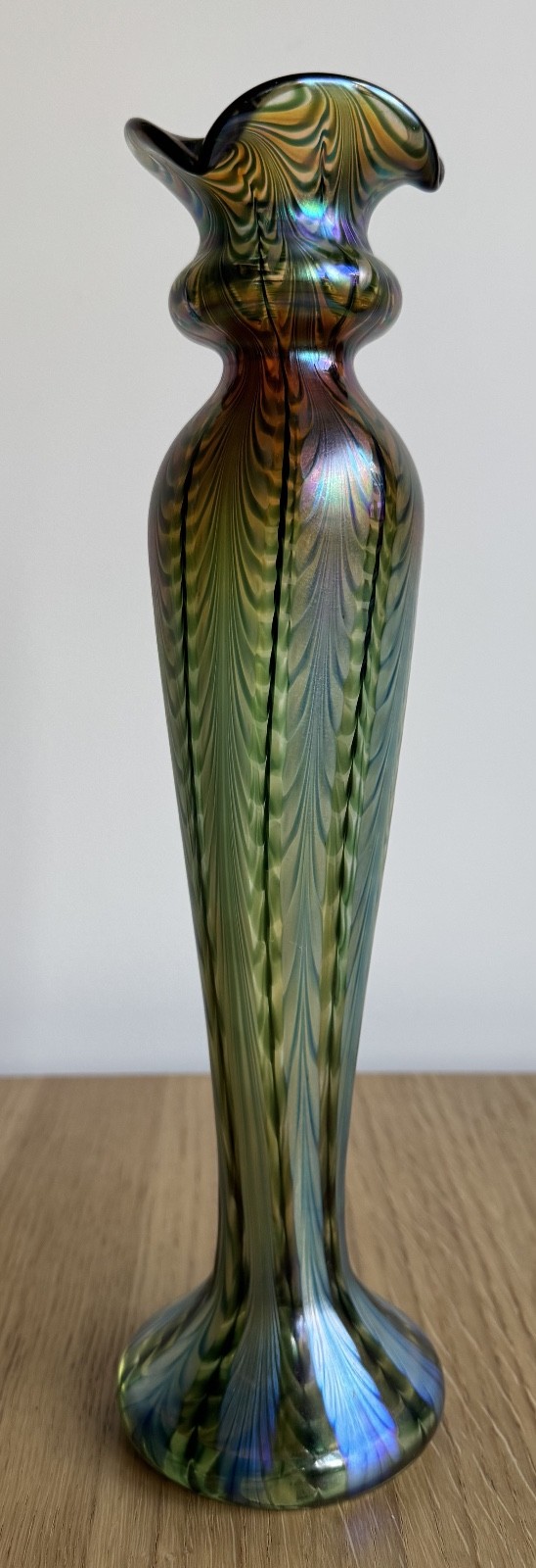Lundberg Studios "Sea Crest" Corset Art Glass Vase, 13"H