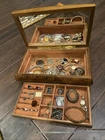Vintage Jewelry Box & Costume Jewelry Lot Rings, Charms Necklaces & More