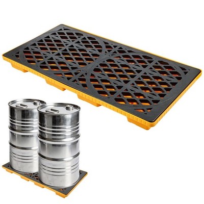ATOLS 2 Drum Spill Containment Platform, 48x24x24 Inch, 2000 lbs Capacity, 20...