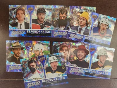 7 Card Lot of 2021-22 Upper Deck MVP Before and After McDavid Seguin Hughes More