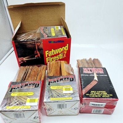 Fatwood Fire Starter Sticks 5 Packs 1.5 Lbs Per Pack Worldwise New